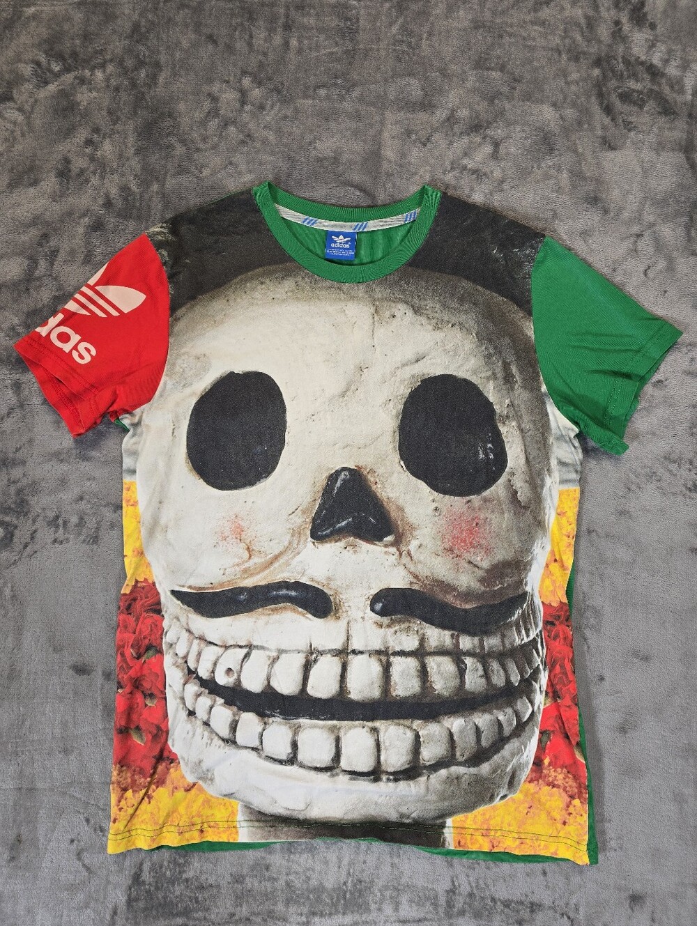 Adidas Day Of The Dead T Shirt Size Medium Green Red Mexico
